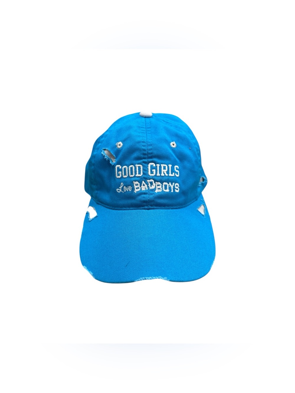 Bright Blue Baseball Cap with Embroidered Slogan